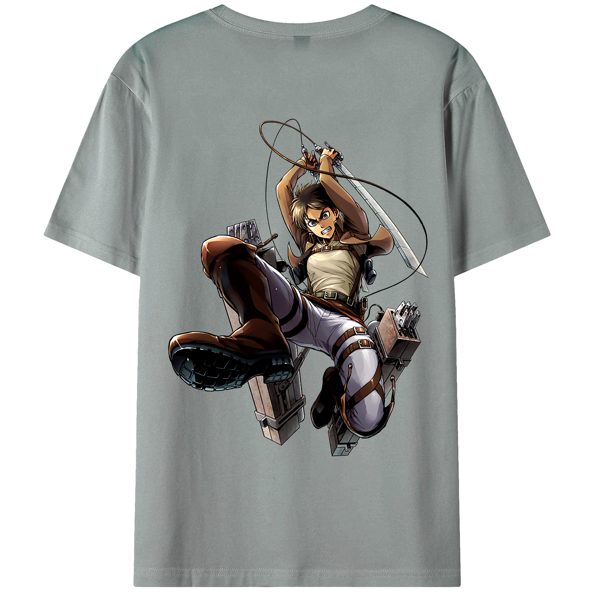 （画像用） 進撃の巨人 エレン･イェーガー Attack on Titan Eren Jäger 綿100％ メンズ半袖Tシャツ（バックプリント） 通気性